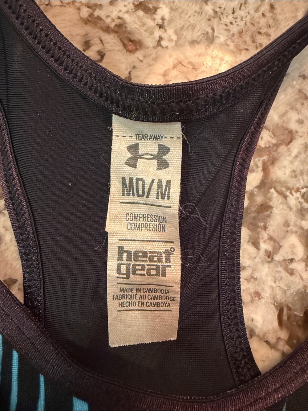 Under Armour HeatGear Compression Sports Bra Medium Blue Black Zebra Print - Picture 3 of 7